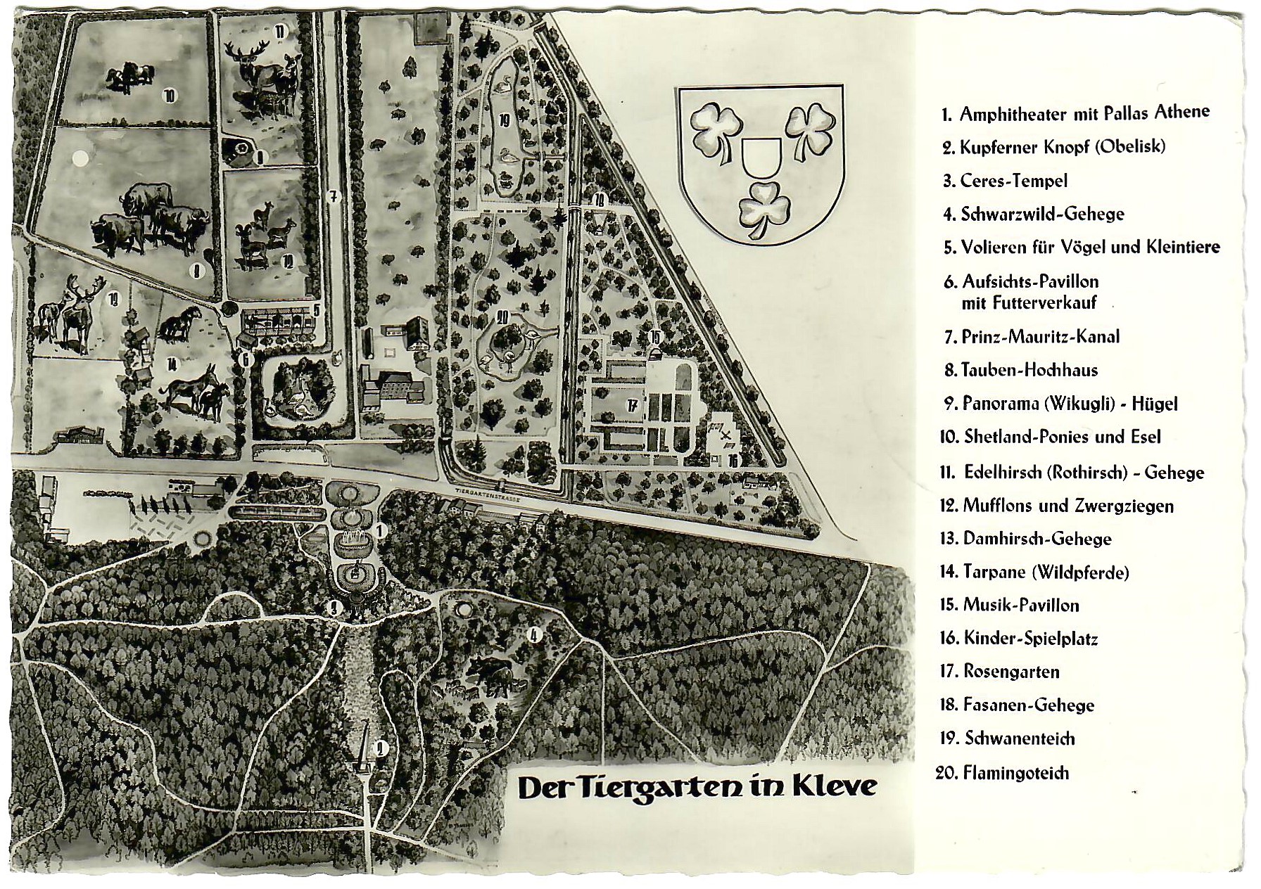Postkarte aus 1966 über den Tiergarten Kleve