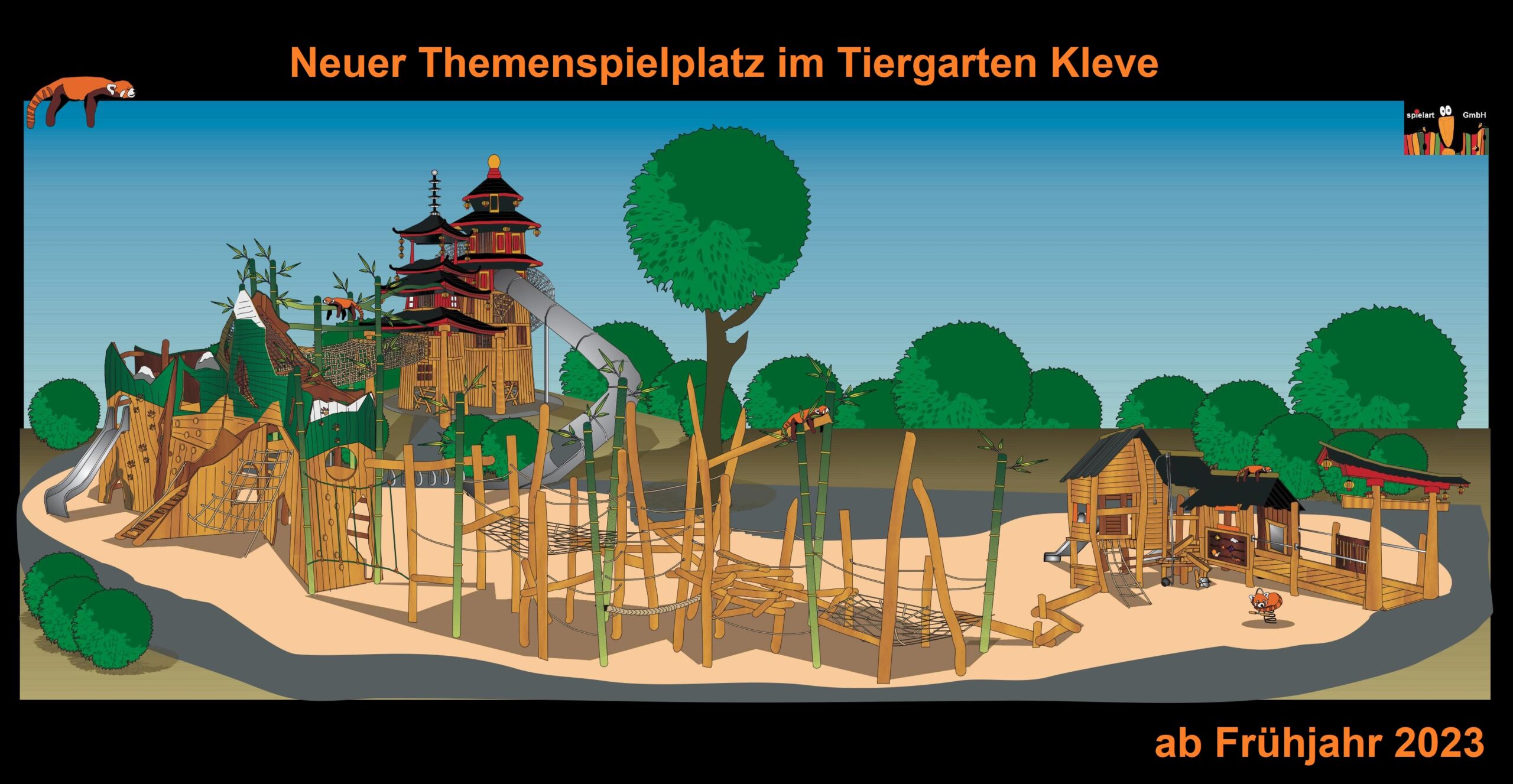 Neuer Themenspielplatz im Tiergarten Kleve ab Ende April 2023 (Urheberrechte Spielart)